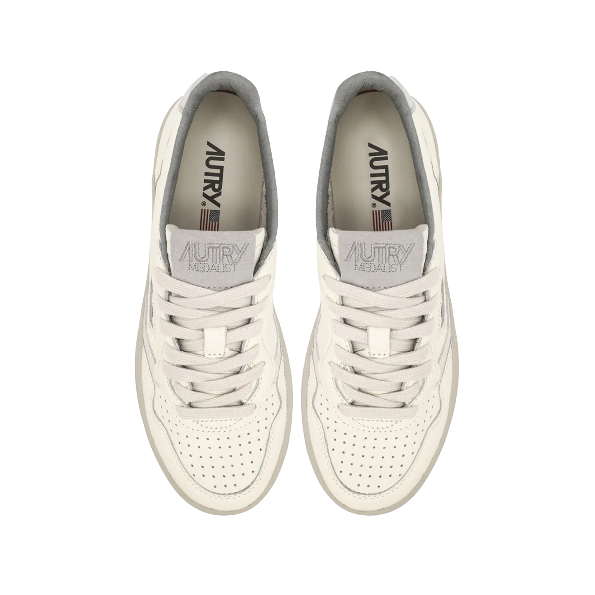 Medalist Low Leather White Silver