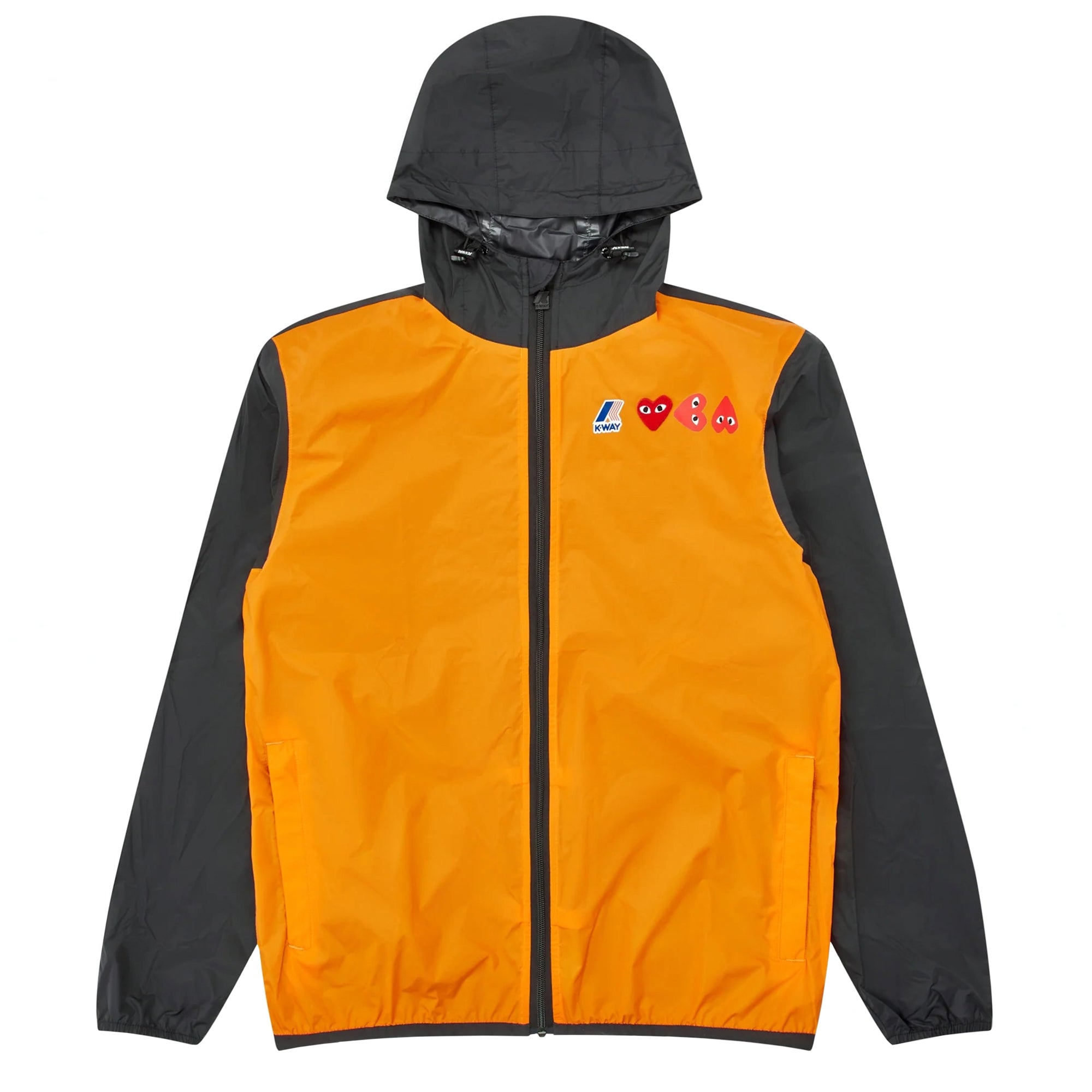 K-Way Zip Jacket Orange/Black Comme des Garçons PLAY