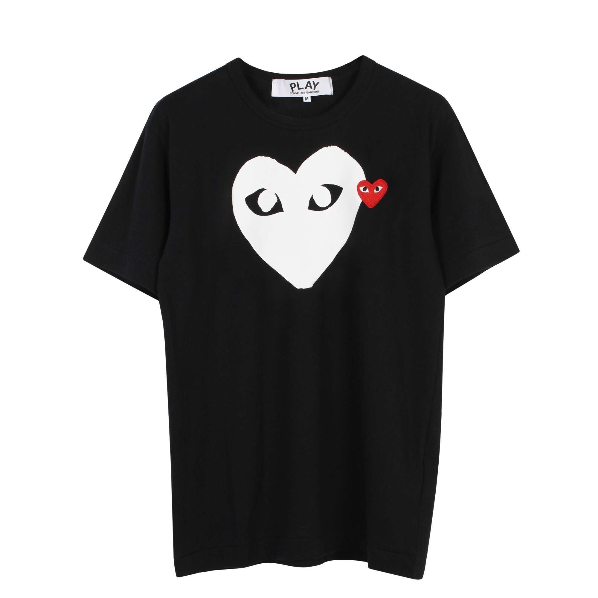 Gold Heart Comme Des Garcons T Shirt Black White Heart Logo T