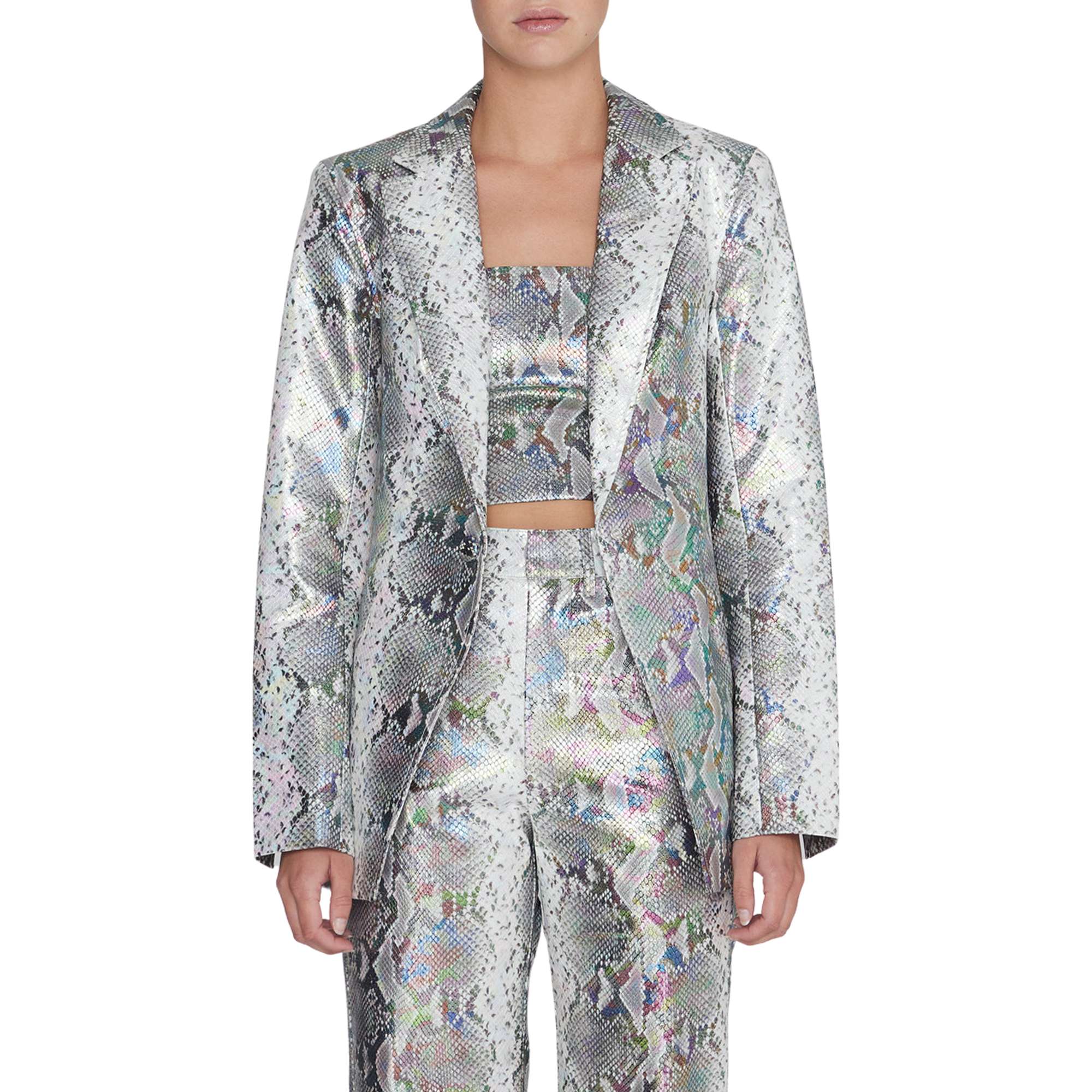 Snake PU Fitted Blazer