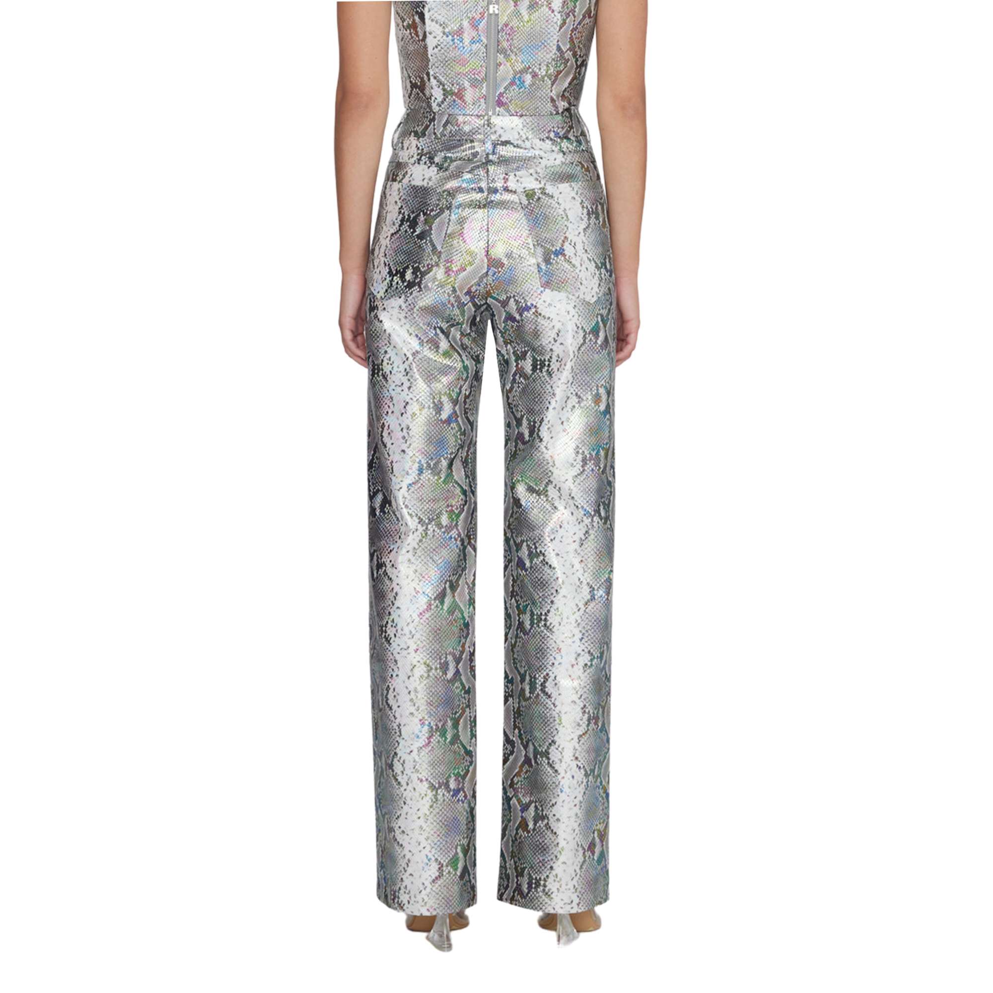 Snake PU Straight Pants