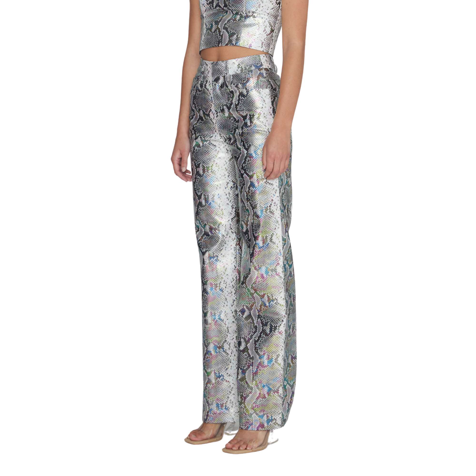 Snake PU Straight Pants