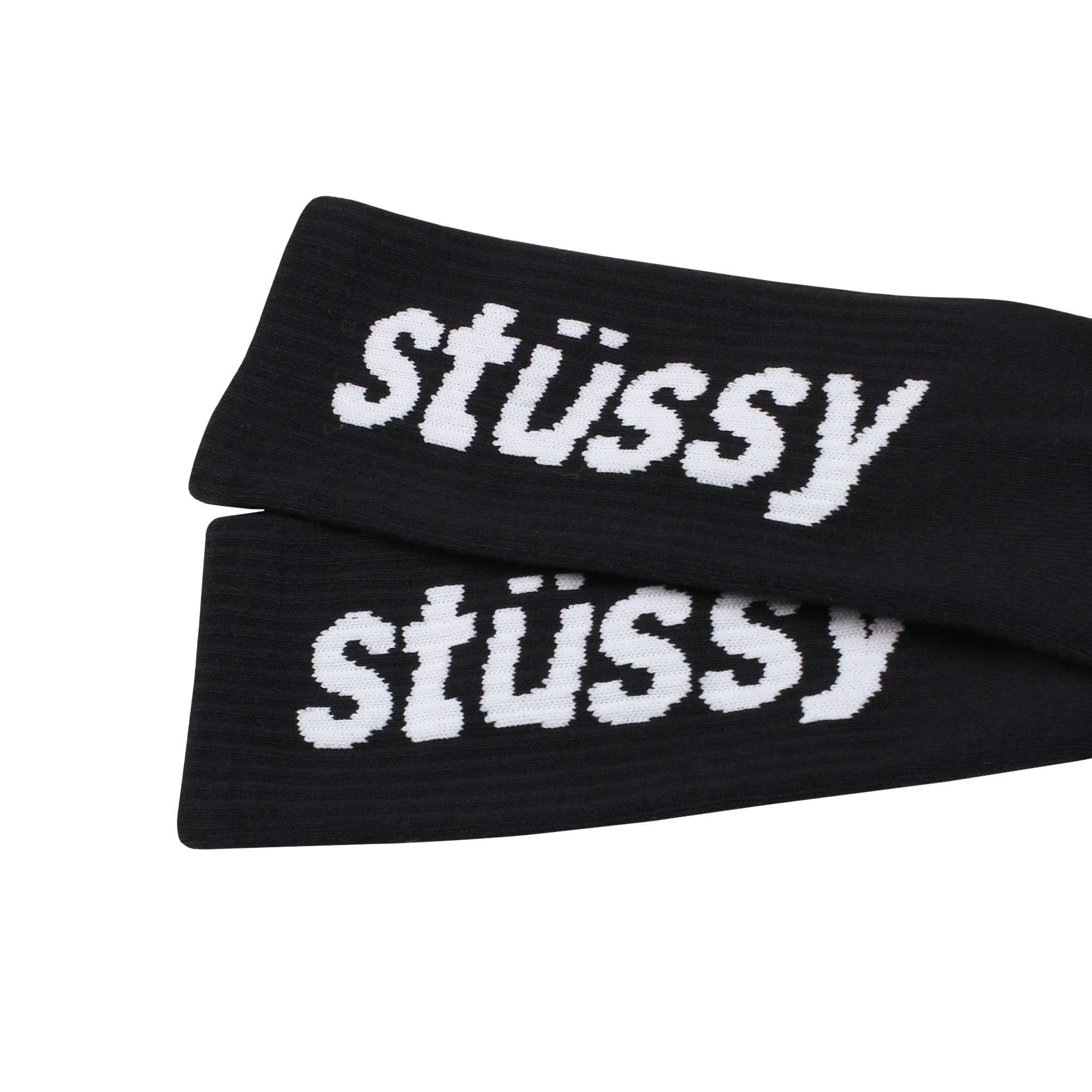 Helvetica Jacquard Crew Socks Black