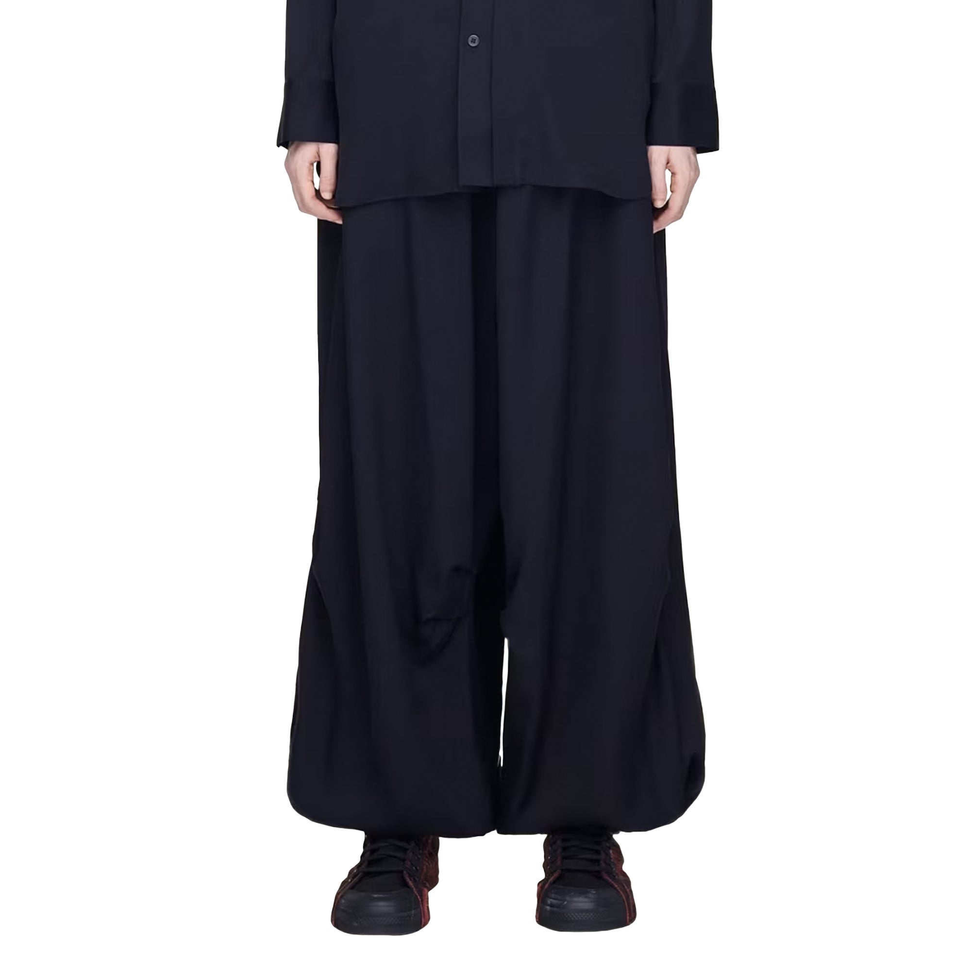 Wide-Leg Rayon Twill Trousers