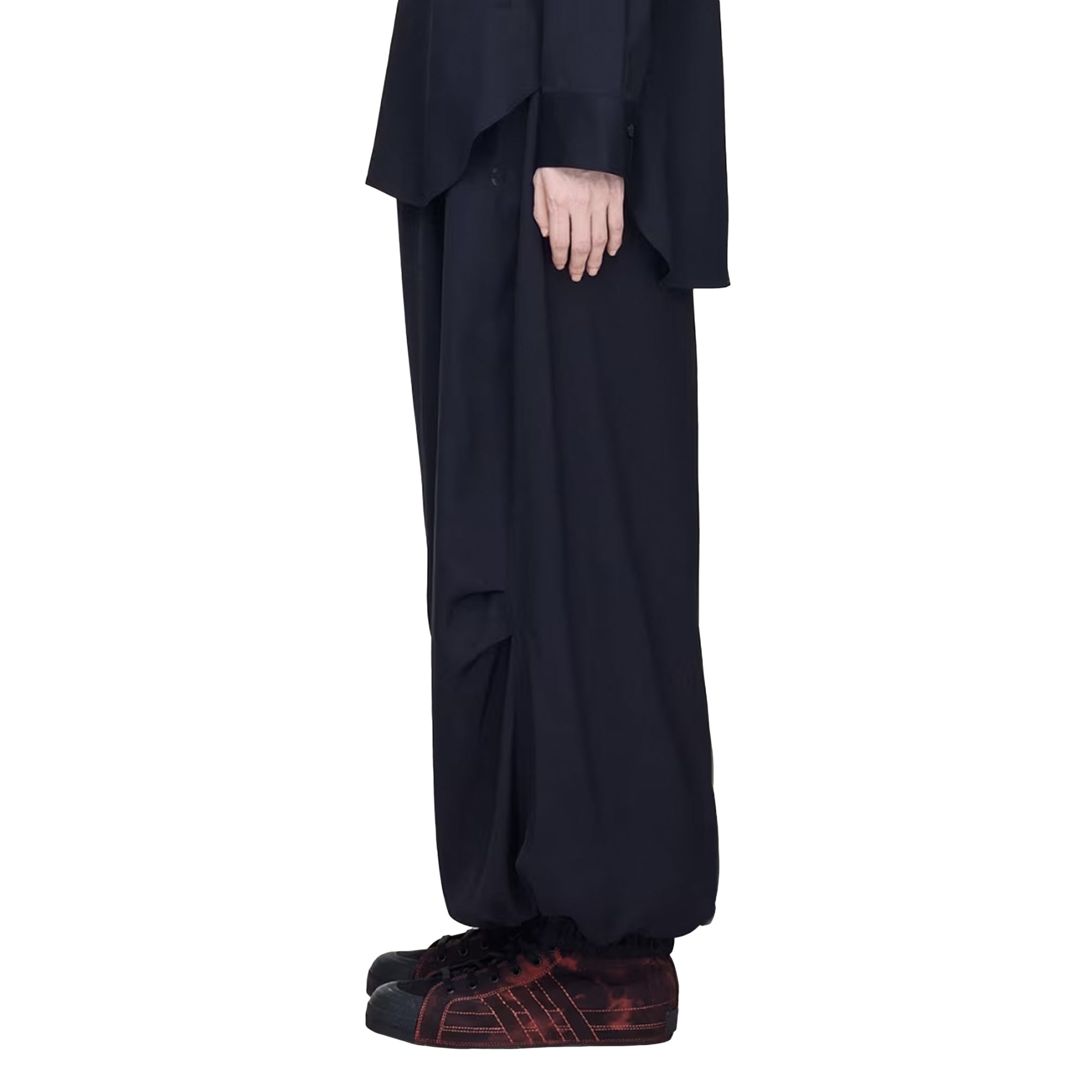 Wide-Leg Rayon Twill Trousers
