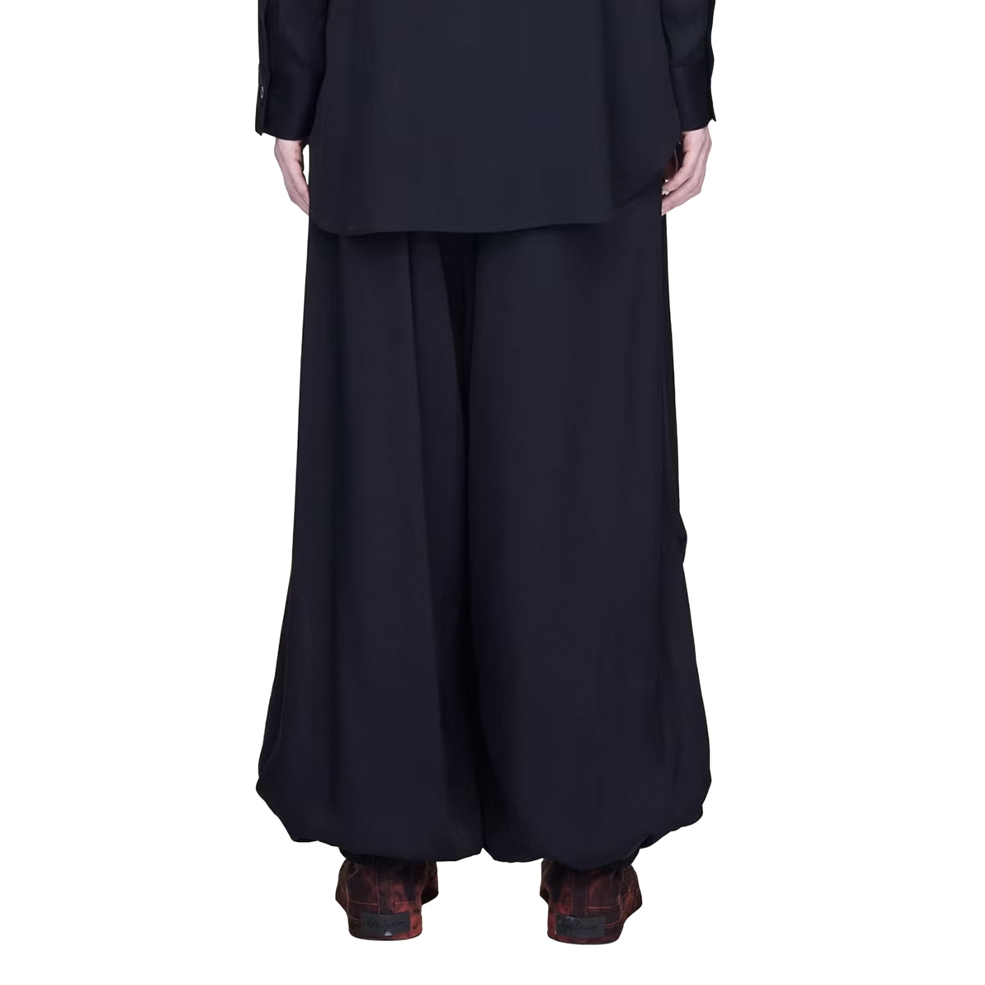 Wide-Leg Rayon Twill Trousers