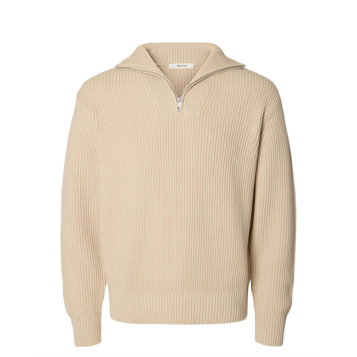 Dry LS Knit Half Zip Beige