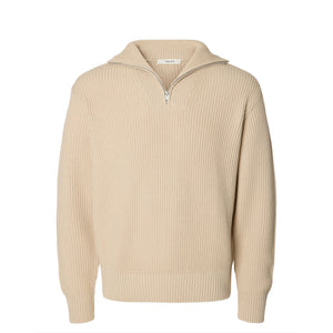 Dry LS Knit Half Zip Beige