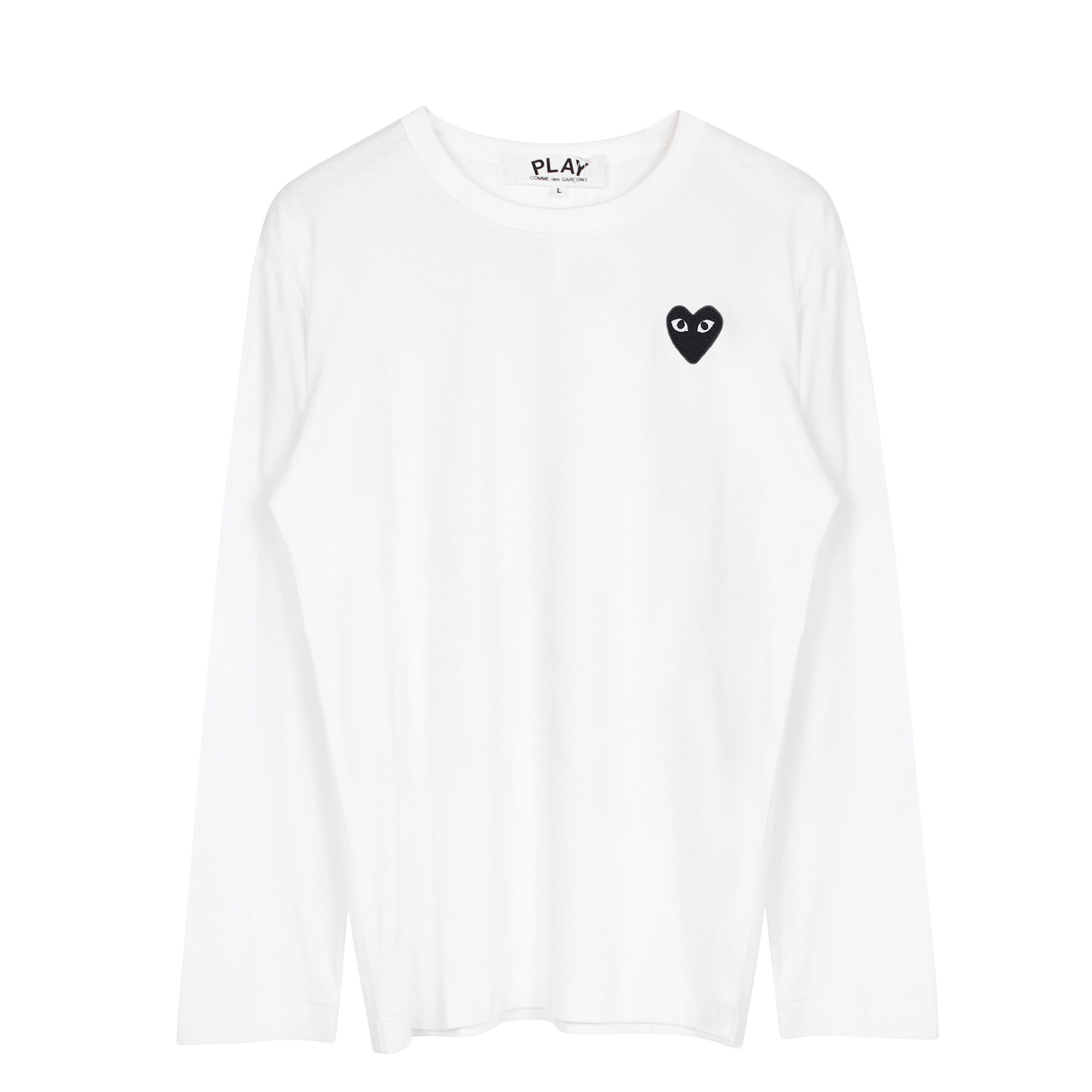 Black Heart Logo LS T-Shirt White | Comme des Garcons PLAY